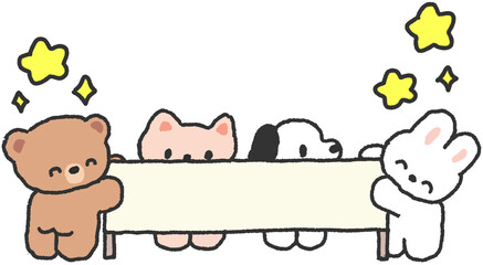 강아지 친구 알림판 일러스트 © titi.drawing