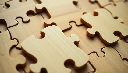 close up of a wooden puzzle piece
