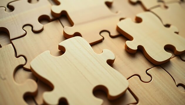 close up of a wooden puzzle piece - Powered by Adobe