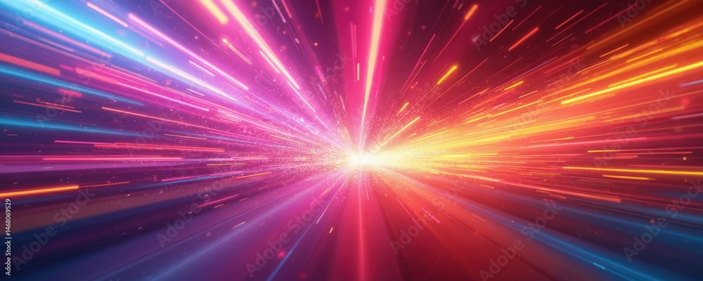 Poster vibrant illustration features colourful abstract background with motion blur. light streaks, shining