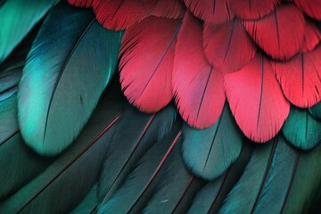 Vibrant feathers of a tropical bird showcase nature's artistry in a symphony of colors and patterns