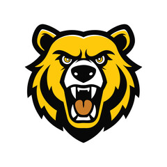 angry grizzly bear head vector art silhouette