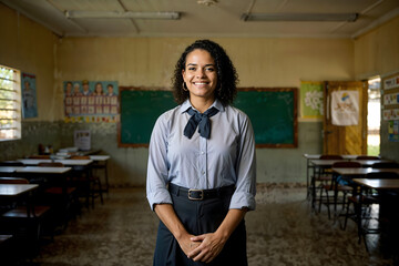 Teacher in a school in a low-income area in Brazil – AI-generated image