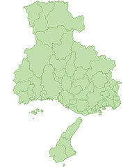 兵庫県　地図　黄緑　イラスト