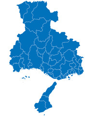 兵庫県　地図　ブルー　イラスト