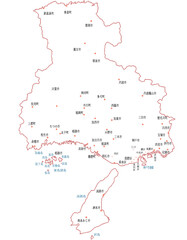 Obraz premium 兵庫県 地図 白 斑点 イラスト