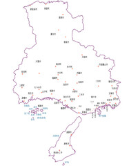 Obraz premium 兵庫県 地図 白 斑点 イラスト