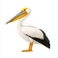 Obraz premium Detailed Illustration of White Pelican on White Background