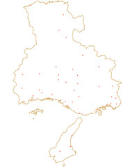 兵庫県　地図　白　斑点　イラスト