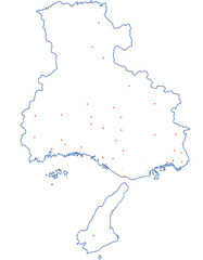 兵庫県　地図　白　斑点　イラスト