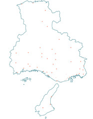 兵庫県　地図　白　斑点　イラスト