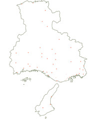 兵庫県　地図　白　斑点　イラスト