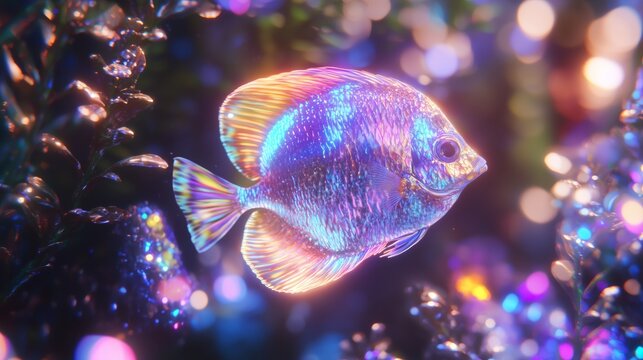 A neon-colored fish swimming in an underwater