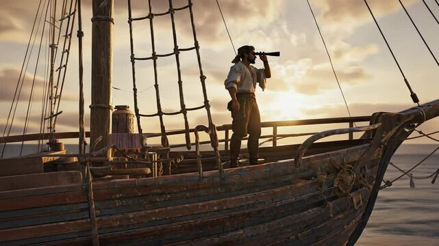 Pirate with a spyglass.