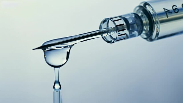 Drop coming out of a syringe.