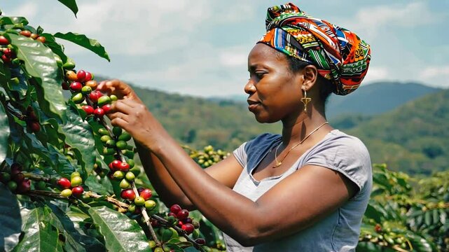 Farmer on a coffee plantation in Africa.