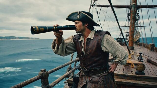 Pirate with a spyglass.