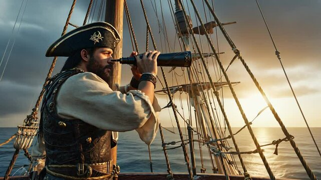 Pirate with a spyglass.