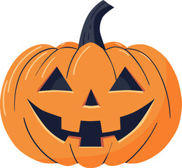 Carved pumpkin jack-o-lantern for Halloween. Vector image isolated on transparent background.