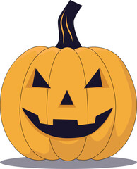 Carved pumpkin jack-o-lantern for Halloween. Vector image isolated on transparent background.