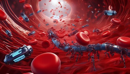 Blutbahn mit Nanobot-Schwarm