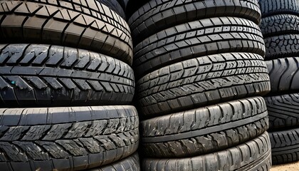 Stack of Worn-Out Tires