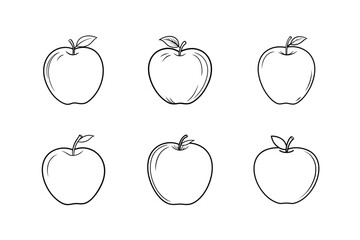 apple icon set vector line art silhouette