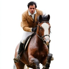 Equestrian Harmony Man Riding Horse Power Balance Control Outdoors Equine Agility Competition Sport