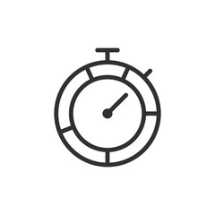 Stopwatch with segments, linear icon. Time allocation or schedule division. Line with editable stroke.