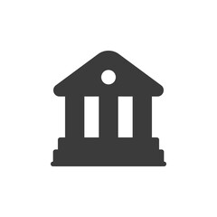 Bank building, solid icon. Financial institution or savings.