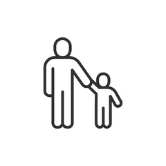 Parent and child, linear icon. Caregiving or parenting. Line with editable stroke.