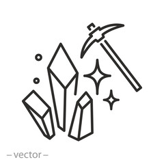 mineral mining icon, natural resources, crystals extraction, simple symbol, linear vector illustration