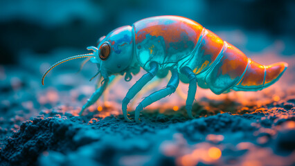 Iridescent Chitinous Surface Reflects Bioluminescent Light, Complex Geometry