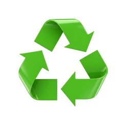 Obraz premium Green recycling symbol with arrows concept isolated on white background