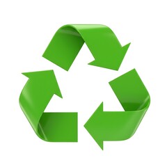 Obraz premium Green recycling symbol with arrows concept isolated on white background