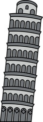 Flat vector illustration of Leaning Tower of Pisa
