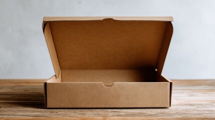 Food Delivery Box Opened on Clean Wooden Surface With Soft Faded Background Highlighting the Contents Within Generative AI