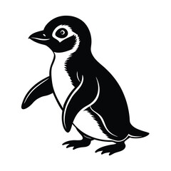 Naklejka premium baby penguin waddling vector art silhouette