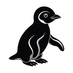baby penguin waddling vector art silhouette