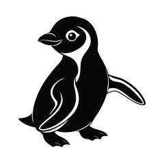 baby penguin waddling vector art silhouette