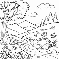 Serene Nature Scenes & Serenity for Mindful Coloring page