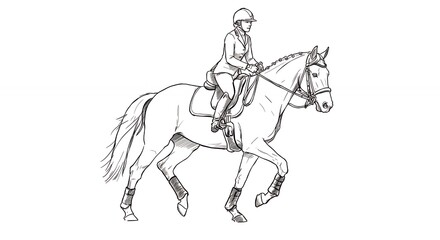 Horseback rider line drawing