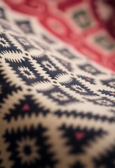 close up of a red, white, and blue rug