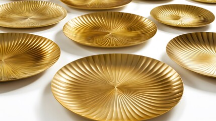 Elegant Golden Decorative Plates Set Sunburst Design