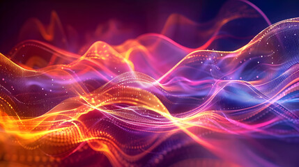 Fototapeta premium Abstract background with glowing lines and particles creating a dynamic and vibrant visual effect