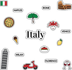 Vector set of Italian stickers