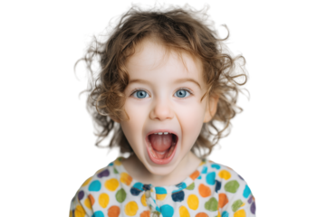 Excited happy toddler with wide open mouth PNG with a transparent background

