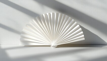 Simple white paper fan against a light background