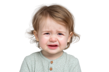 Upset crying toddler with sad facial expression PNG with a transparent background

