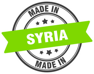 Made in Syria round sign. Made in Syria stamp.